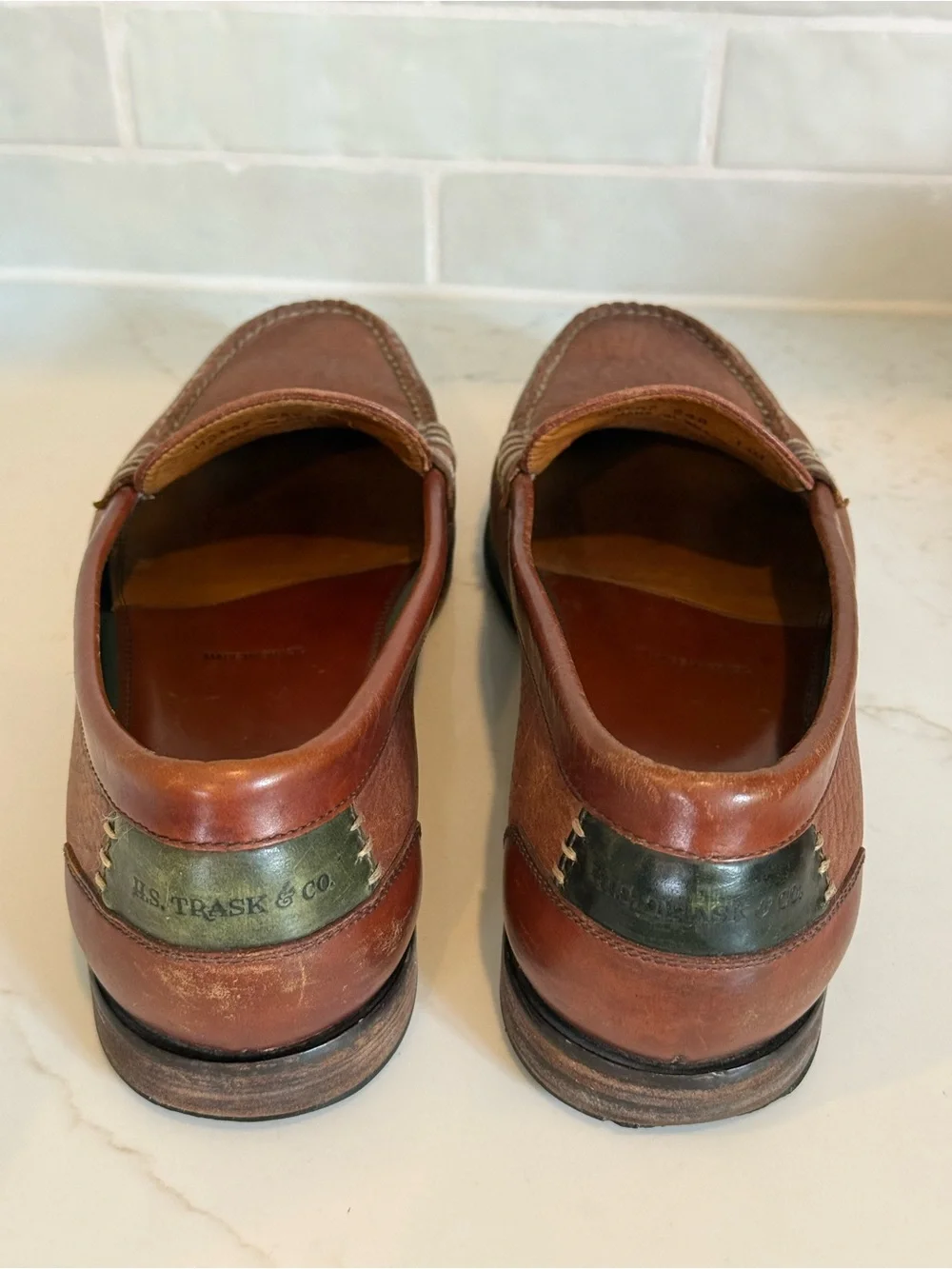 H.S. Trask Men's Pebbled Leather Loafers Made In Brazil Sz11M Preppy Moc Toe